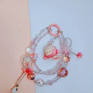 Authentic Skull panda Cherry Blossom Lying Baby handmade phone charm/keychain